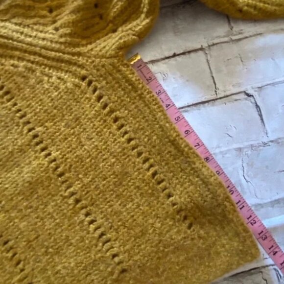 Madewell Pointelle Mock Neck Pullover Sweater Mustard S - Picture 6 of 6